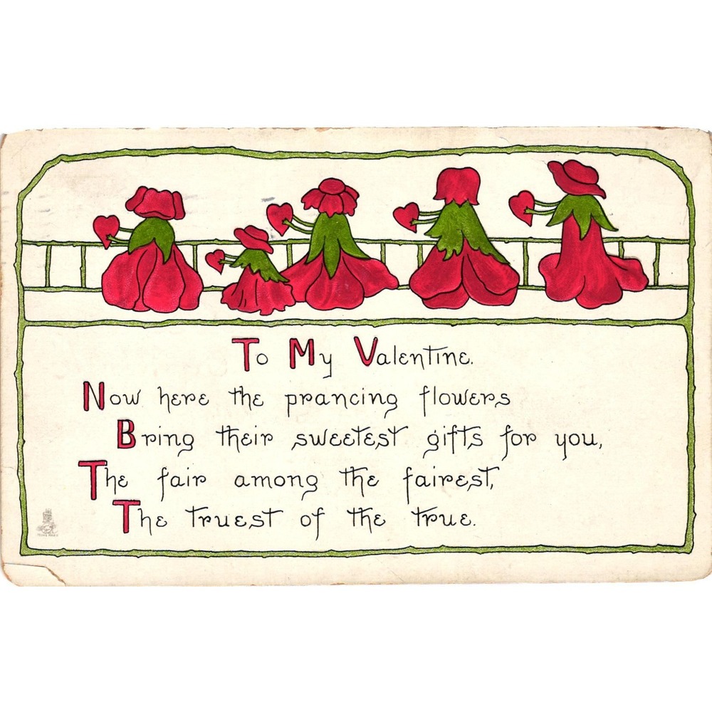 Vintage Raphael Tuck Sons Red Rose Series Valentine Postcard No 24